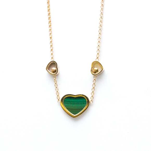 Chopard Happy Heart Malachite Diamond Necklace 81A082 Pink Gold (18K) Diamond... - Picture 2 of 11